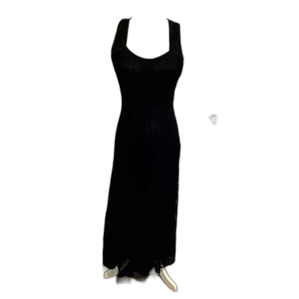 VINTAGE Black Lace Fitted Fit and Flare Evening Gown, Brand Unkown, Size Unknown